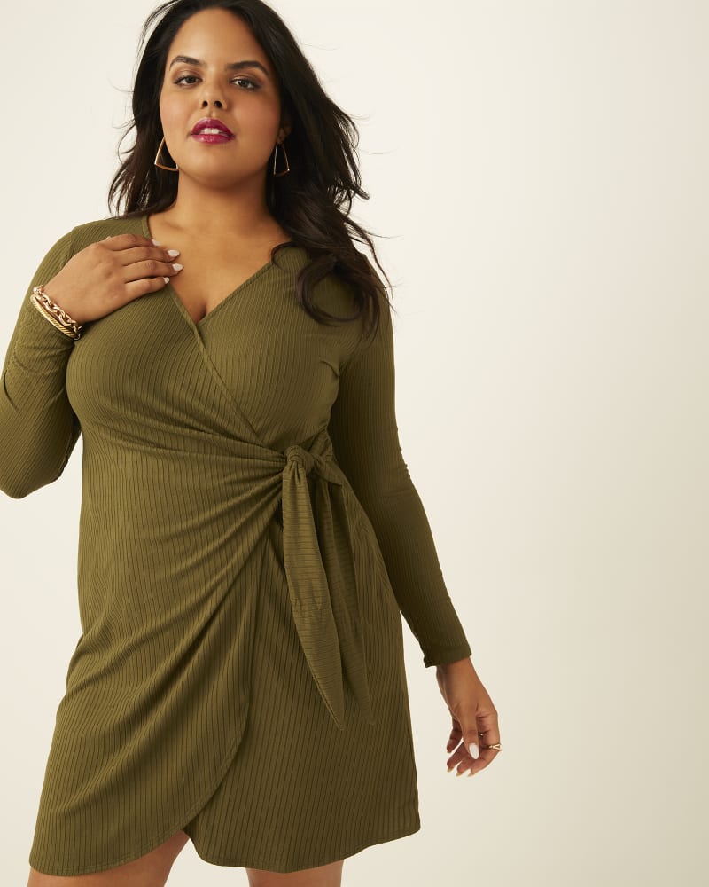 Front of plus size Ravenna Long-Sleeve Faux-Wrap Dress by Socialite | Dia&Co | dia_product_style_image_id:172435